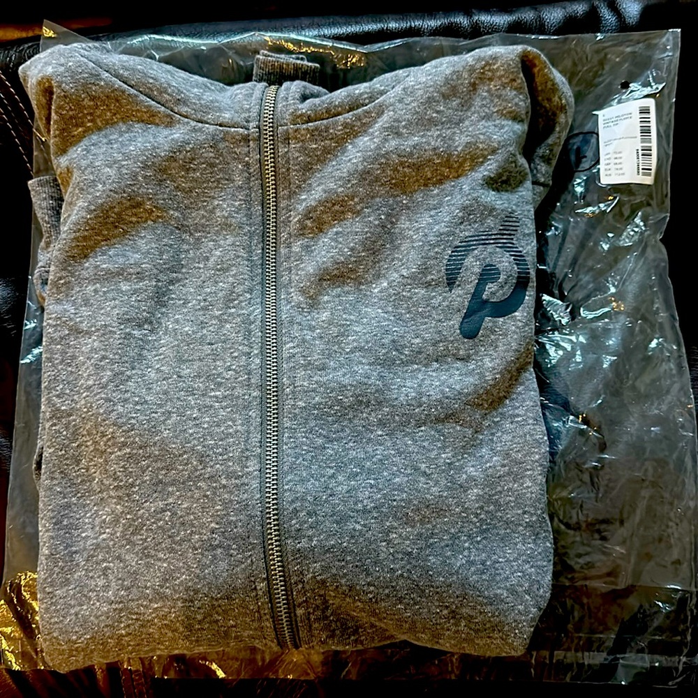 NWT mens Peloton vintage fleece hoodie full zip size L